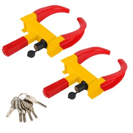 OPL5 Wheel Lock, 2 Packs Universal Wheel Clamp Lock,Heavy-Duty Car Security Trailer Tires Wheel Lock,Adjustable Trailer Wheel Lock Tires Anti Theft for Car SUV Boat Motorcycle Golf Cart, with 6 Keys