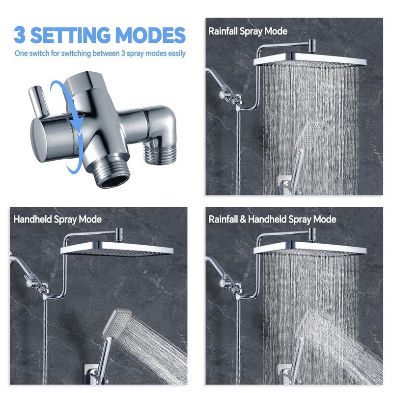 13 Inch Shower Head With Handheld Spray Combo, High Pressure