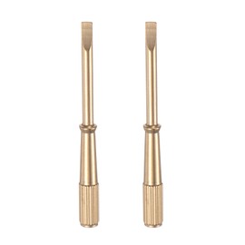 sourcing map 2pcs Mini Bracelet Screwdriver 2.8mm Titanium Steel Slotted Screw Driver with 5mm Width Non-Slip Handle for Bracelet Repair Screwdriver Tools, Gold Tone