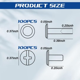 KUBDPQOR Book Screws, Set of 200 / 100 Connection Screws, Book Screws 5 mm & Sleeve Nut M5, Screw Rivets for Leather, Belt Screws, Furniture Screws, Screw Rivets, Sleeve Screws (5 x 10 mm)