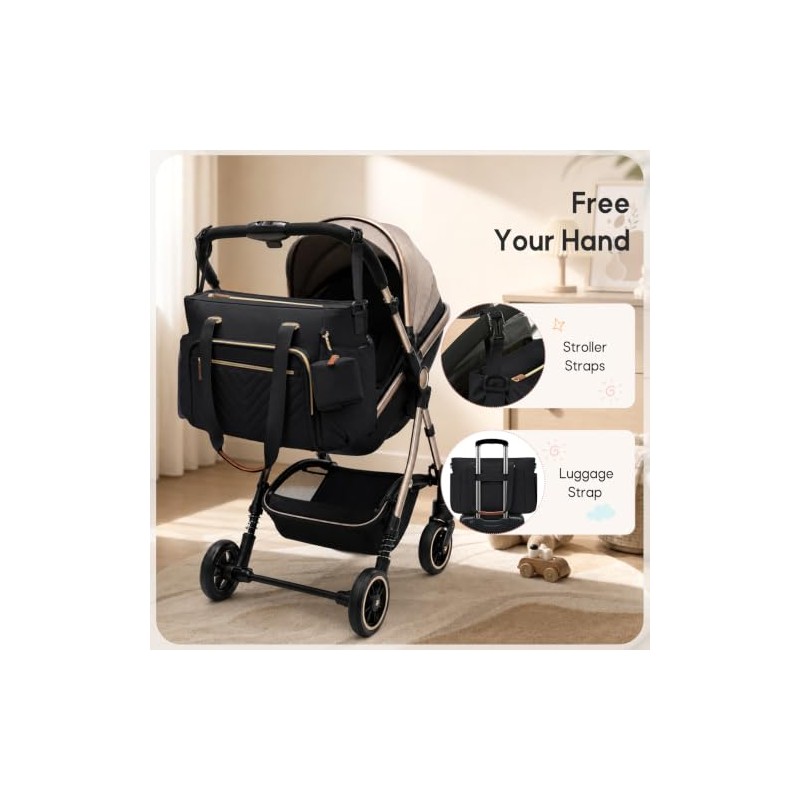 RAINSMORE Baby Changing Bags Large Nappy Tote Bag with Changing