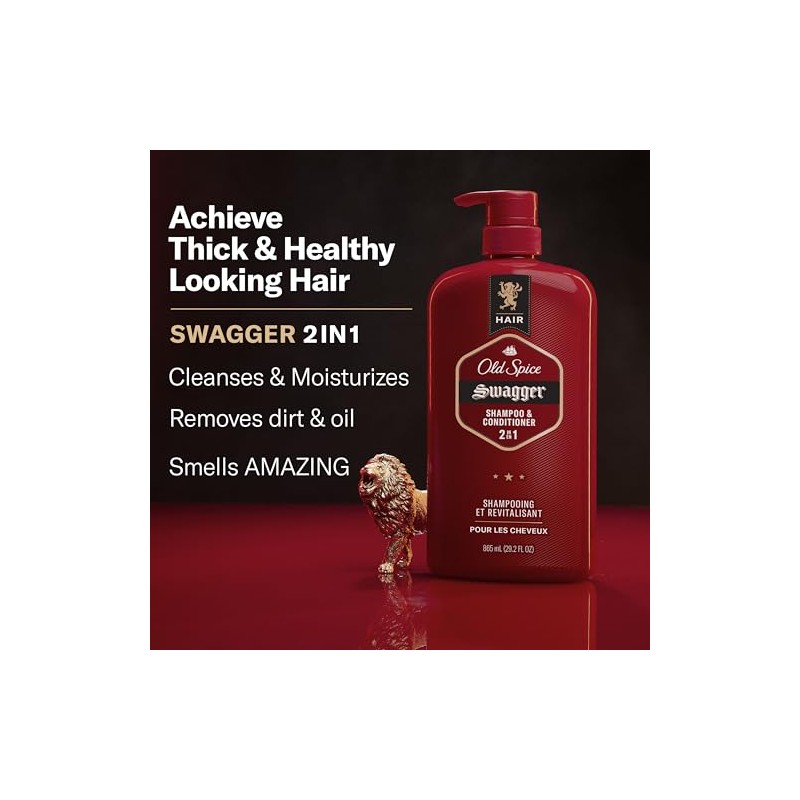 Old Spice Swagger 2-in-1 Shampoo and Conditioner for Men, 29.2