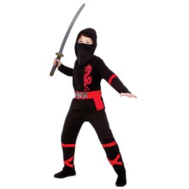 Kids Boys Black/Red Power Ninja Fancy Dress Costume (3-4 years)