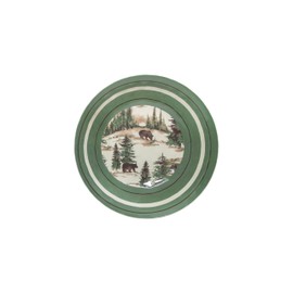 Paseo Road by HiEnd Accents - Juego de vajilla rústica de plástico de melamina de 4 piezas, juego de vajilla con temática de oso de pino bosque, juego
