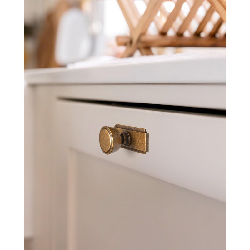 Goo-Ki 6 Pack Antique Brass Drawer Knobs with Backplate Zinc