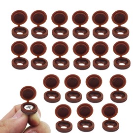 Hinged Screw Cover Caps,Plastic Screw Caps,Reusable Washable Flip Tops 50Pcs (S-Brown)