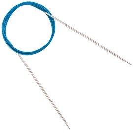 Reessy 3.0 mm Circular Knitting Needles 120 cm Long, Stainless Steel Round Knitting Needle with Flexible Cable, Round Needles with Size Marked, Fixed Circular Knitting Pins for Knit Project