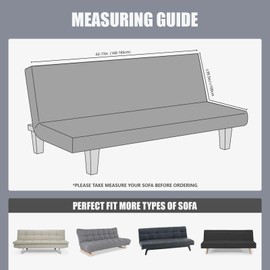 molasofa Leather Like Stretch Futon Slipcover Armless Sofa Cover Furniture Protector with Elastic Bottom, Soft and Washable Futon Cover for Sofa Bed （Larger，Chocolate）