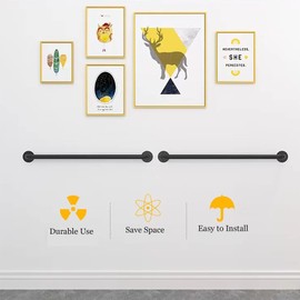 FlySkip Handrails for Indoor Stairs 3ft Galvanized Steel Pipe Stair Railing Non-Slip Wall Mount Hand Rail for Outdoor Indoor Stairs Porch Deck (3FT)