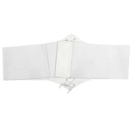 HANERDUN Lace-up Corset Elastic Cinch Belt Waist Belt, White, Small