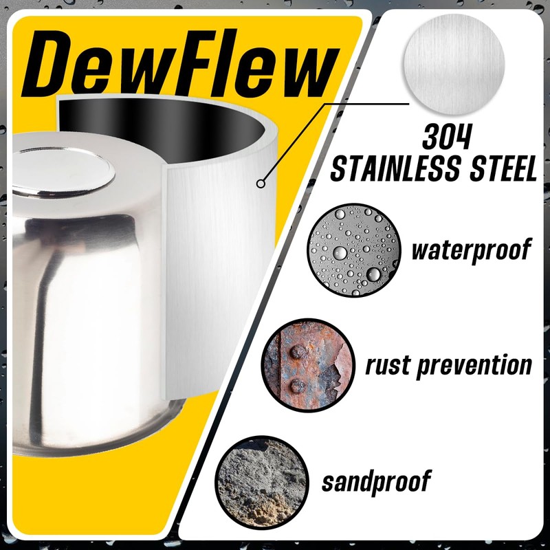 DewFlew 4Pcs 4.9" Push Through Wheel Center Caps Stainless Trailer