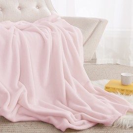 NICETOWN Blanket, For Winter, Single, Flannel, Throw Blanket, Soft Feel, Lightweight, Warm, Fluffy, Anti-Static, No Pilling, Washable, For Camping, Cute, Pink, 55.1 x 78.7 inches (140 x 200 cm)