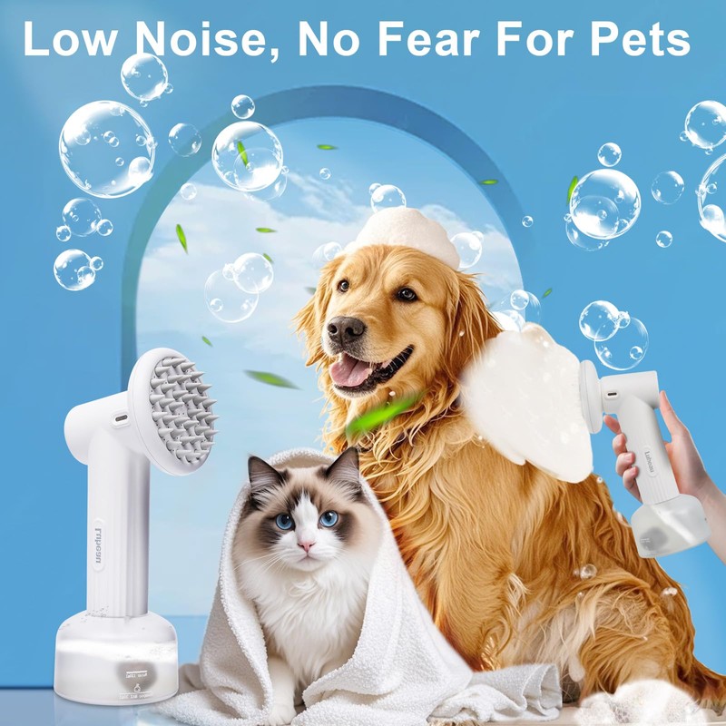 Pet Electric Foaming Dog Shampoo Dispenser with Brush for Dogs