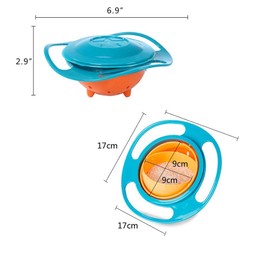 ESH7 Gyro Bowl Funny 360 Degree Rotate Spill-Proof Bowl with Lid Feeding Without Mess (Blue)