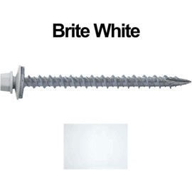 #10 Metal Roofing Screws: (1000) Screws x 2-1/2" Brite White Hex Washer Head Sheet Metal Roof Screw. Self Starting/Tapping EPDM Washer. Colored Head for Corrugated Roofing