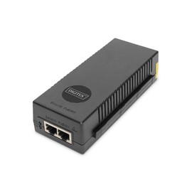 DIGITUS Ethernet PoE+ Injector - 10 Gigabit - 30 W Power Over Ethernet Budget - IEEE 802.3af/at - Auto Detection of PoE Devices - 100 m Range - Black