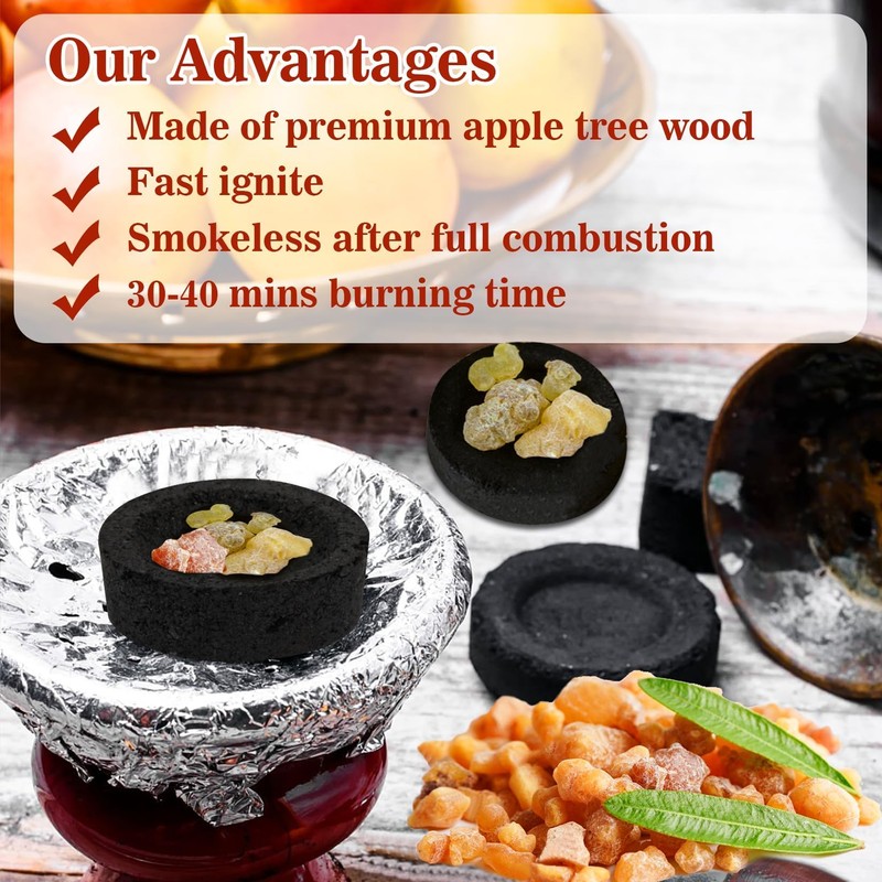 MAQIHAN 50PCS Incense Charcoal Briquettes - Charcoal Tablets Incense Burner