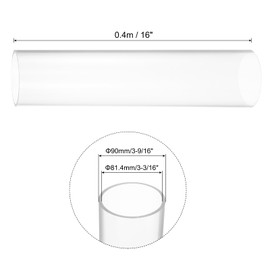 Rebower 3-3/16" x 3-9/16" Dust Collection Clear PVC Pipe 16" Plastic Rigid Tubing Round Drain Pipe, [for Dust Collection Systems] - 81.4mm x 90mm
