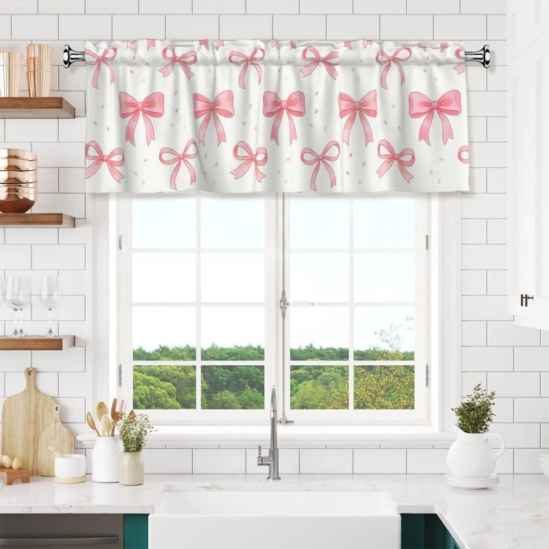 Vodbne Bow Valances, Rod Pocket Valance Curtains 52 x 18in,