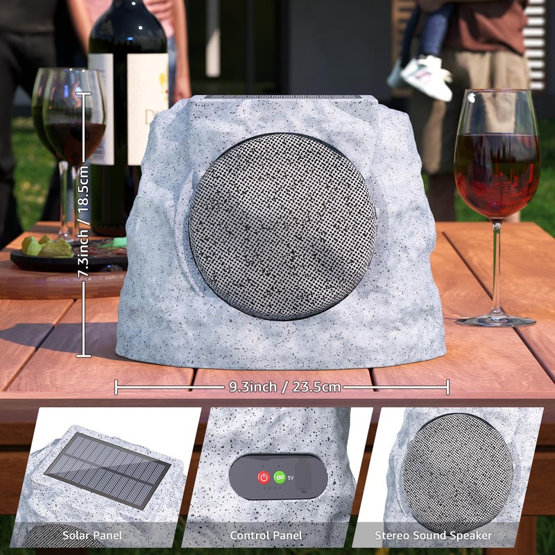 MIKK Outdoor Rock Speakers Waterproof Patio with Lights Color,Multi-Sync Up