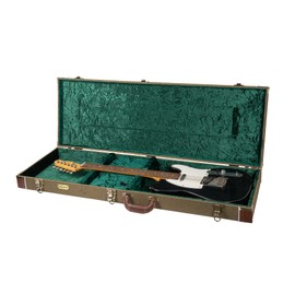 Crossrock Vintage style wood case fits Fender Telecaster and Stratocaster Electric Guitar-Green(CRW700EGN)