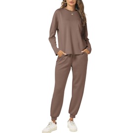 Cakulo Womens 2 Piece Lounge Sets 2024 Fall Outfits Jogger Sweat Pants Set Sweatsuits Matching Track Suits Pink S