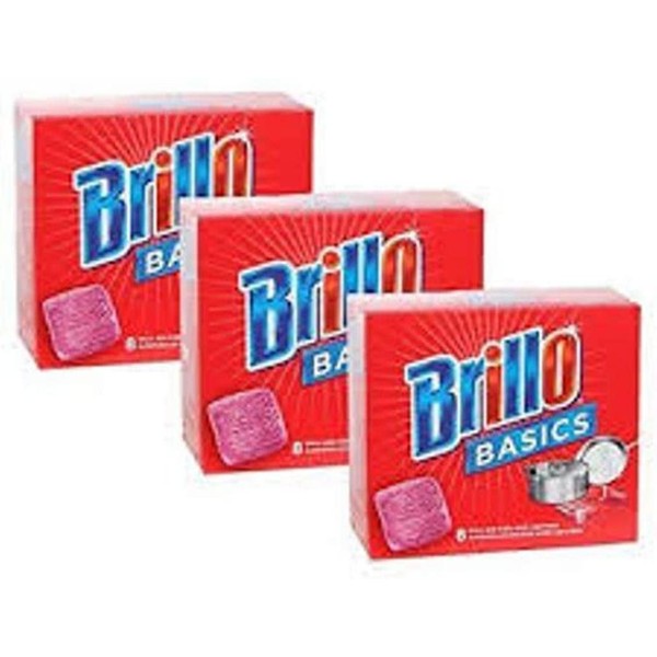 Brillo Basics Steel-wool Soap Pads, 8-ct. Boxes - Pack of 3