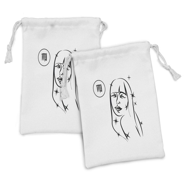 Ambesonne Zodiac Virgo Fabric Pouch Set of 2, Abstract Virgo