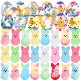 Holydeck 24 Pcs Easter Eggs with Bunny Bath Bombs Inside PreFilled Easter Eggs with Bunny Bubble Bath Toys for Kids Girls Boys Easter Eggs Hunt Easter Basket Stuffers Party Favors Gifts