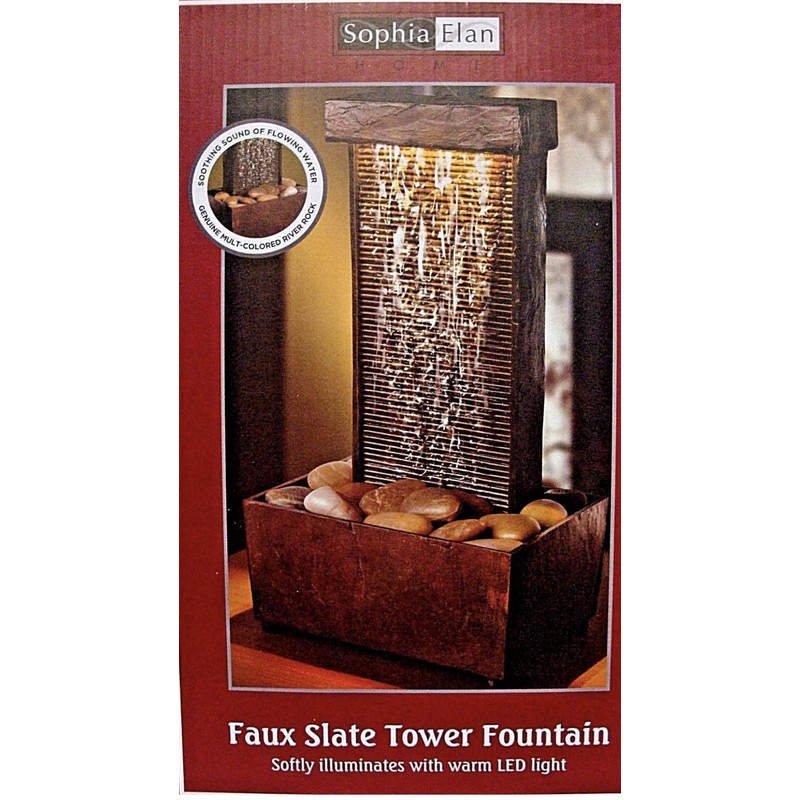 New Sophia Elan Faux Slate Water Tower with River Stones