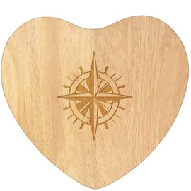 'Helm & Compass' Wooden Heart Shaped Chopping/Cutting Board (WB00078702)