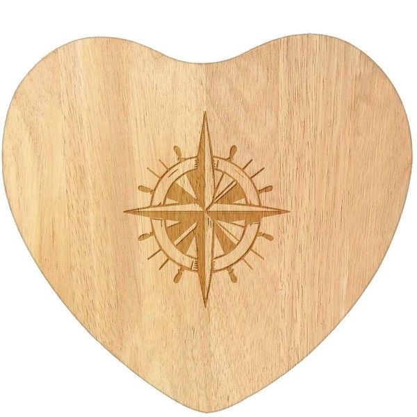 'Helm & Compass' Wooden Heart Shaped Chopping/Cutting Board (WB00078702)