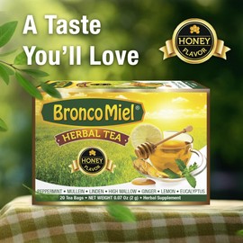 BRONCOMIEL Herbal Tea Bags (3 boxes with 20 bags each) - Soothing Honey-Flavoured Blend with Eucalyptus, Ginger & Lemon - Easy to Prepare - Herbal Supplement (3)
