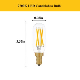 Beonllay E12 LED Bulb Dimmable 40 Watt Equivalent Warm White 2700K T6 Bulb Type with E12 Base, LED 4W E12 Candelabra Bulb Clear Glass, 6 Pack