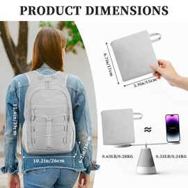 ZOMFELT Hiking Backpack for Women Men, 15L Lightweight Packable Backpack for Trip, Water Resistant Small Travel Backpacks, Foldable daypack for Hiking, Walking, Cycling, Camping, Grey