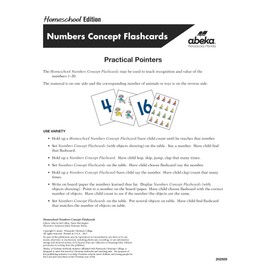 Homeschool Numbers Concept Flashcards - Abeka 4 to 5 Year Old Kindergarten Mathematics Development Number Recognition Cards