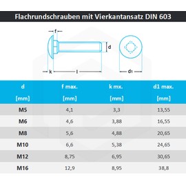 PROTECH Carriage Bolts DIN 603 M8 x 70 Stainless Steel A2 V2A Rustproof Full Thread Flat Round Screws Pack of 10