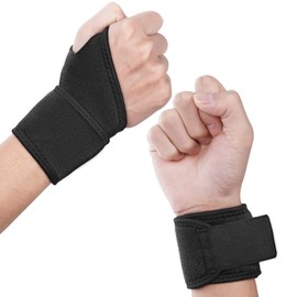 URAQT Wrist Support, Pack of 2 Wrist Support Hand Brace with Velcro Fastener for Sports and Everyday Use, Breathable Wrist Wrap Bandage for Men and Women, Black