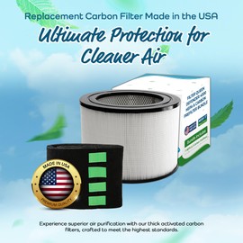 Breathe Naturally Replacement Filters Compatible with Filter Queen Defender 4000 Series Air Purifier - HEPA Filter - Carbon Activated Prefilters - 11.25"x8" (1 HEPA Filter + 3 Carbon Prefilters)