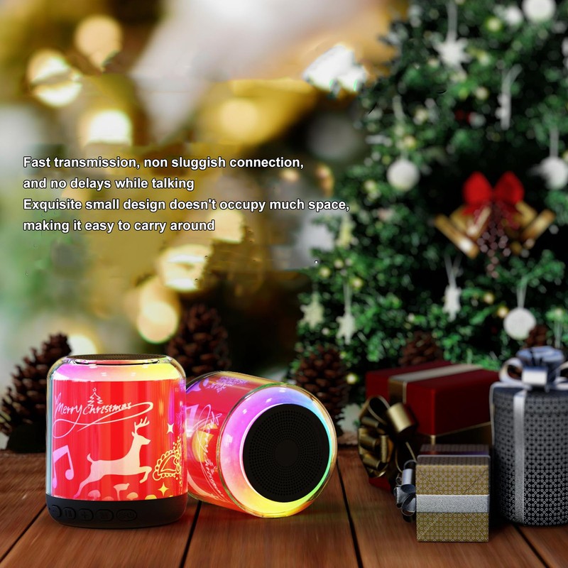 Mini Bluetooth Speaker Christmas Pattern Festive Atmosphere RGB Music Player