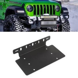 Xotic Tech Auto Front Hood Bumper License Plate Mounting Bracket Holder Off-Road LED Light Bar Spot Light Support Compatible with Most Trucks, Pickups, SUV, Jeep, 4x4