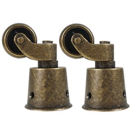 MACHSWON 2PCS Polished Antique Cup Type Casters Solid Brass High Load Capacity Universal Furniture Casters for Furniture Suits Beds Armchairs Bronze