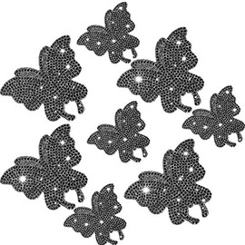 MisFun 8 Pieces Bling Rhinestone Butterfly Decals Glue Butterfly Car Stickers, Sparkling Diamond Butterfly Car Sticker, Bling Rhinestone Crystal Car Sticker for Vehicle (Black)
