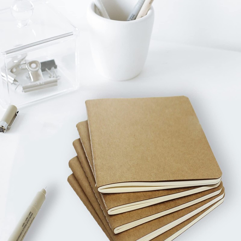 ZMCYN 24 Pack Kraft Cover Blank Notebooks A6 (14x10 cm),