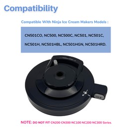 Outer Bowl Lid 812KKU500 Replacement Parts Compatible with Ninja Creami Deluxe Series Ice Cream Makers CN501CO NC500 NC500C NC501 NC501C NC501H NC501HBL NC501HGN NC501HRD (NO Paddle)