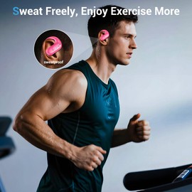 Renmou for Wireless Earbuds,Sport Bluetooth 5.4 Headphones,Over Ear Buds with Deep Bass Sound,60H Playtime Clear Calls Earphones Redesigned Comfort Fit with Earhooks for Running,Workout-Hot Pink