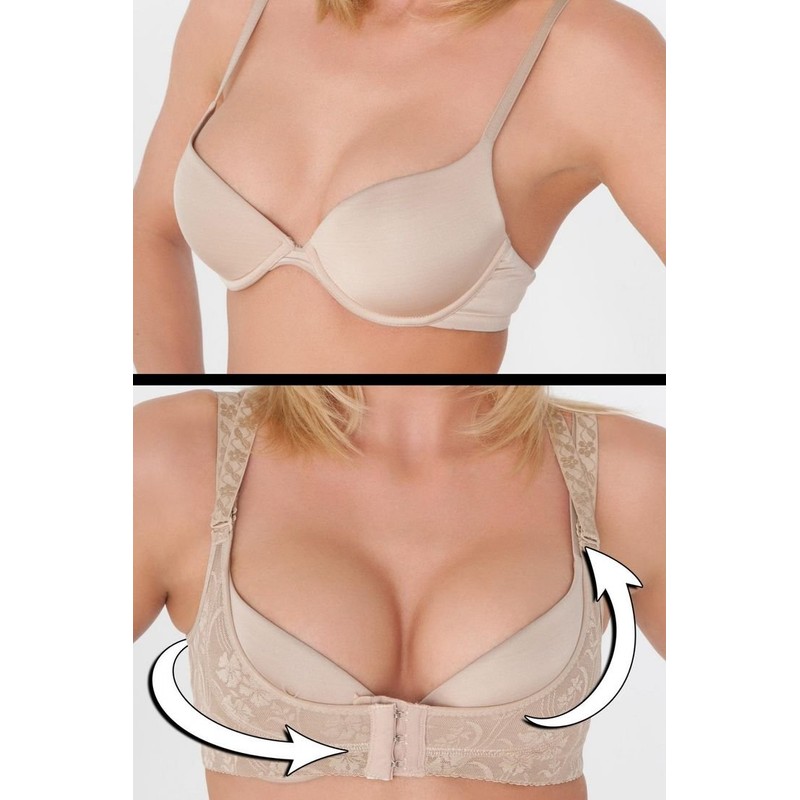 Boolavard Oktoberfest Dirndl Push-Up BH Büstenhebe Schwarz/Hautfarben Gr. S-XXL. (XX-Large,