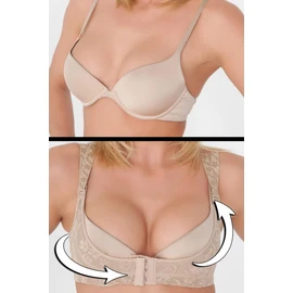 Boolavard Oktoberfest Dirndl Push-Up BH Büstenhebe Schwarz/Hautfarben Gr. S-XXL. (XX-Large, Hautfarben)