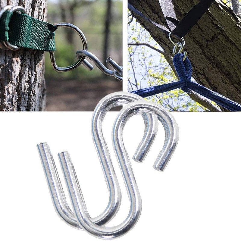 MOVKZACV 2pcs Stainless Steel Fishing Hiking Hammock Hook S Shaped