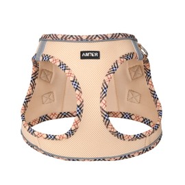 AMTOR Small Dog Harness with Leash Set, No Escape Easy Walk Puppy Harnesses for Training Walking, Step-in Reflective Soft Dogs Vest for XS S Medium Extra-Small Large Sized Dog(Beige,M)